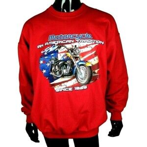 Vintage 90s Patriotic American Flag Motorcycle Biker Sweatshirt Adult Size XL
